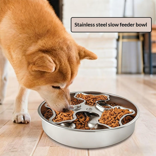 Stainless Steel Rotating Pet Bowl To Prevent Choking