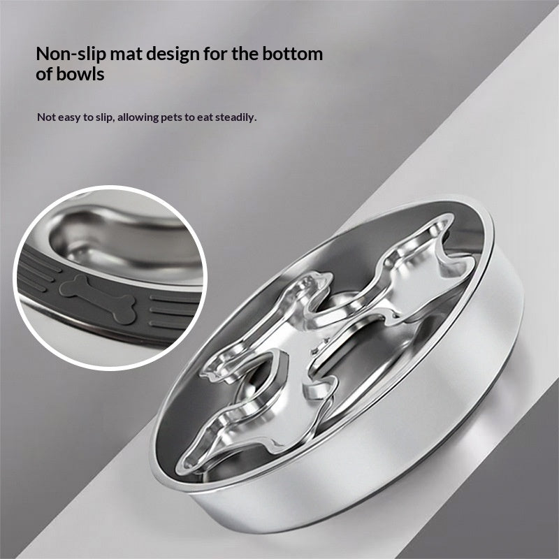Stainless Steel Rotating Pet Bowl To Prevent Choking