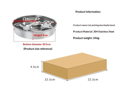 Stainless Steel Rotating Pet Bowl To Prevent Choking